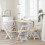 VidaXL vidaXL Dining Chairs Foldable Kitchen Dinner Chair 4 pcs White Solid Wood Pine 3