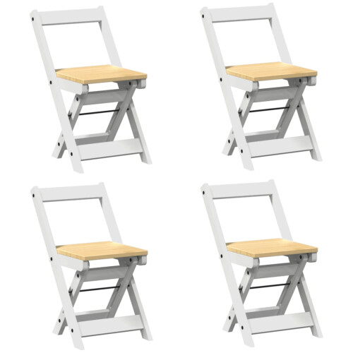 VidaXL vidaXL Dining Chairs Foldable Kitchen Dinner Chair 4 pcs White Solid Wood Pine 1