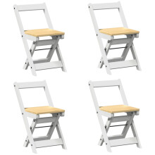 vidaXL Dining Chairs Foldable Kitchen Dinner Chair 4 pcs White Solid Wood Pine