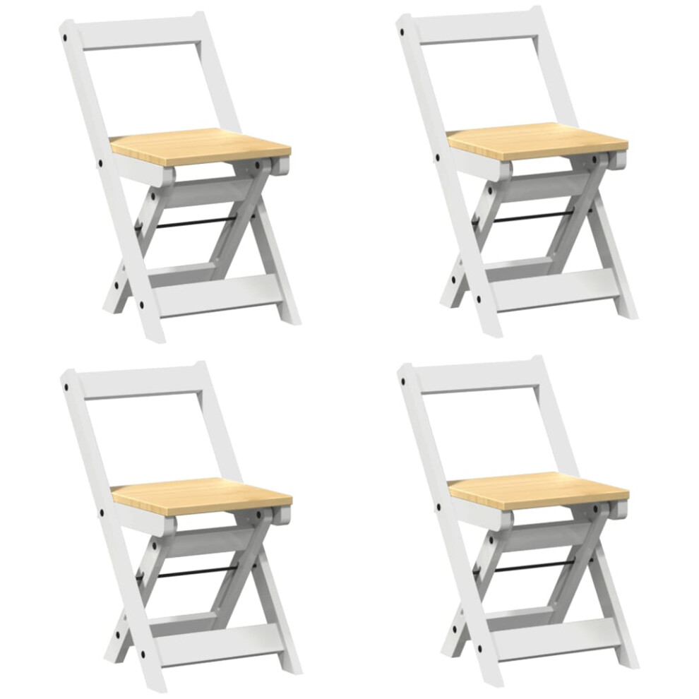 vidaXL Dining Chairs Foldable Kitchen Dinner Chair 4 pcs White Solid Wood Pine