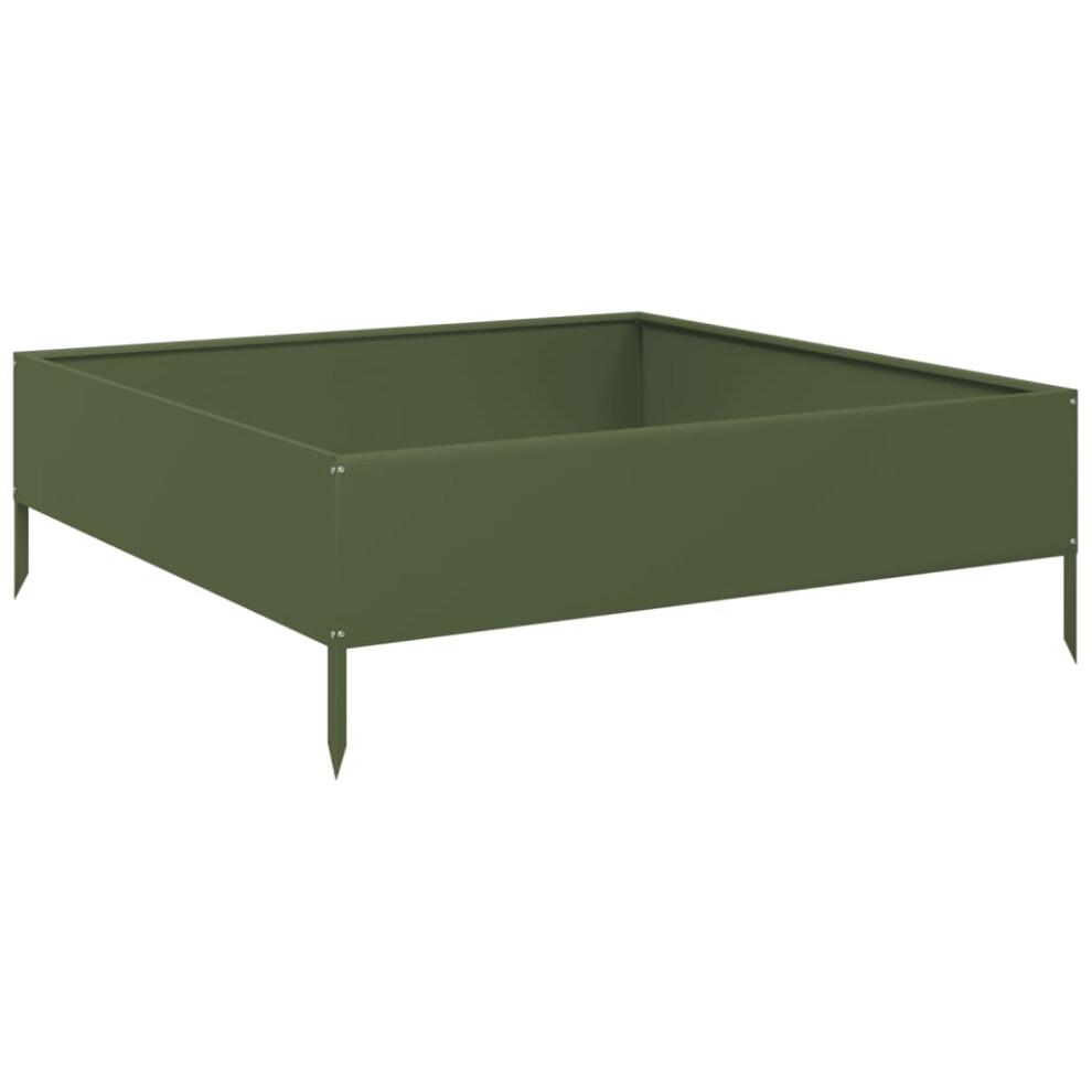 vidaXL Garden Raised Bed Outdoor Planter Pot Flower Box Olive green Steel