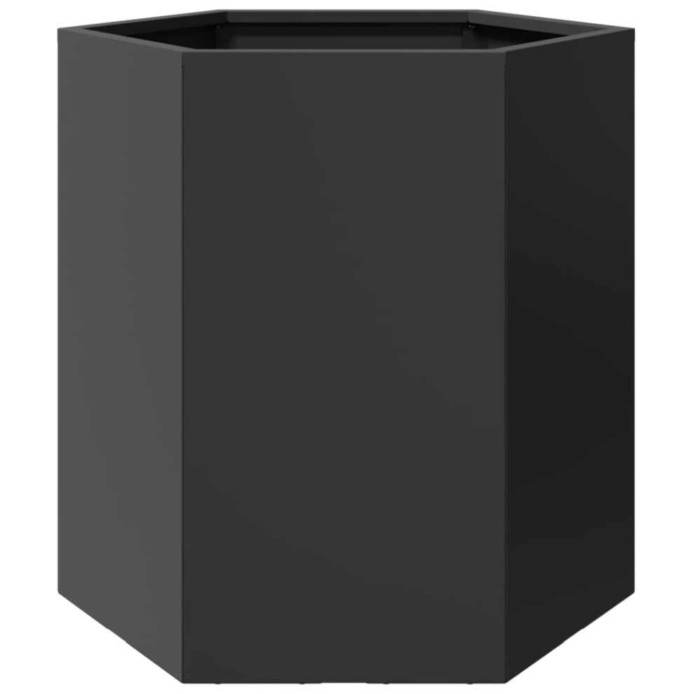 vidaXL Garden Planter Outdoor Flower Pot Patio Planter Pot Black Hexagon Steel