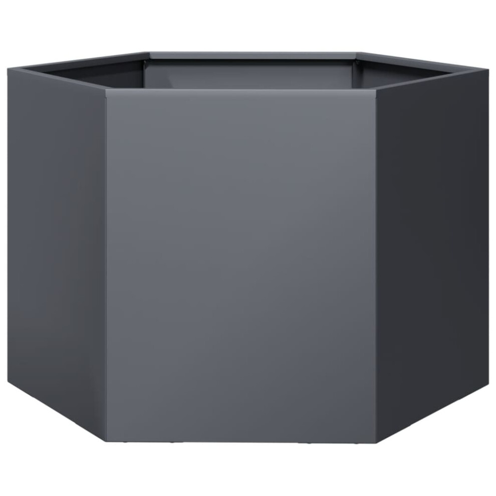 Vidaxl Garden Planter Outdoor Flower Pot Planter Pot Anthracite Hexagon Steel