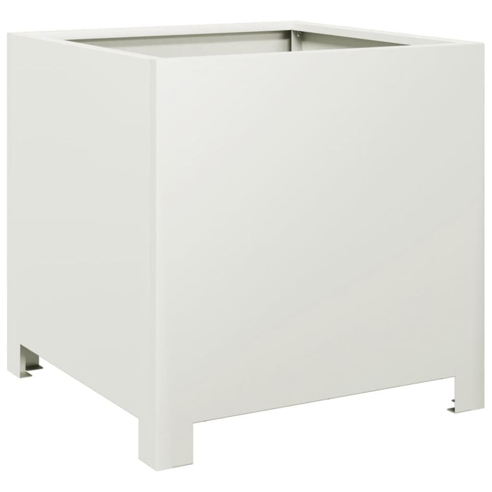 Vidaxl Garden Planter Plant Pot Flower Pot Outdoor Planter Box White Steel