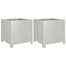 vidaXL Garden Planters Flower Pot Outdoor Planter Box 2 pcs Stainless Steel
