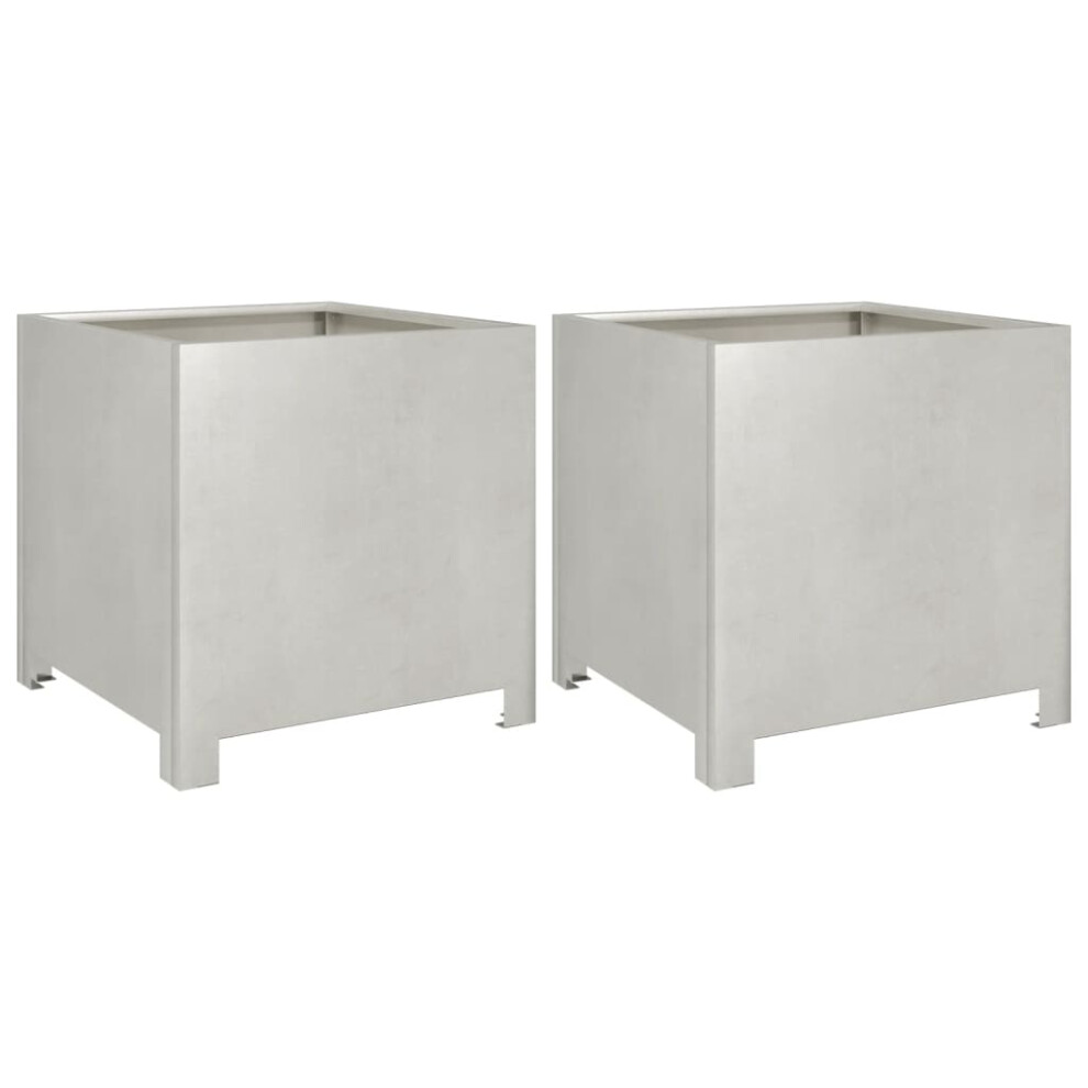 Vidaxl Garden Planters Flower Pot Outdoor Planter Box 2 Pcs Stainless Steel