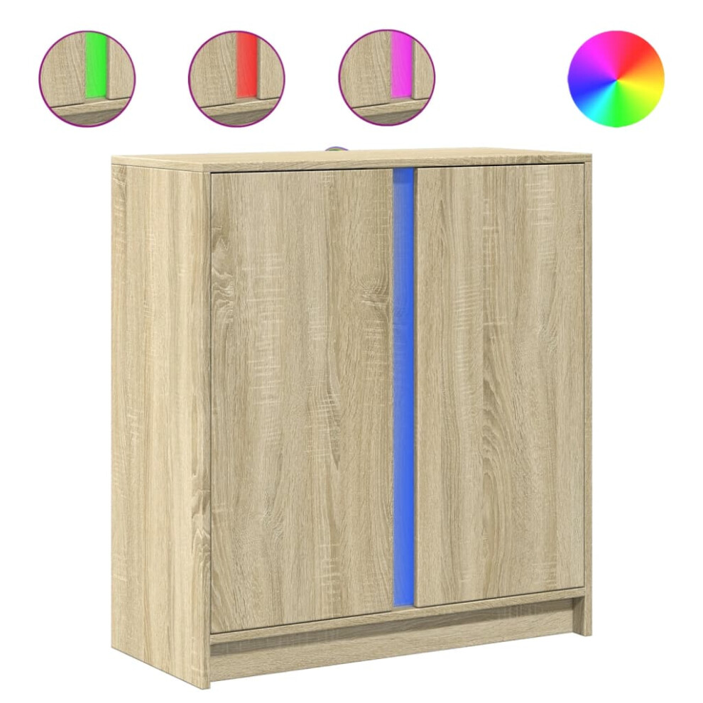Vidaxl Sideboard With Led Side Cabinet Highboard Sonoma Oak Engineered Wood