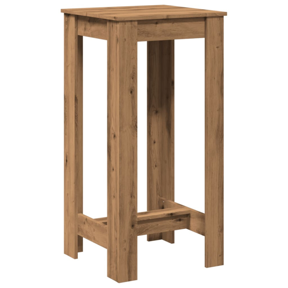 Vidaxl Artisan Oak Bar Table - Engineered Wood, 51 X 50 X 103.5 Cm, 80 Kg Load, Kitchen/Pub/Bistro
