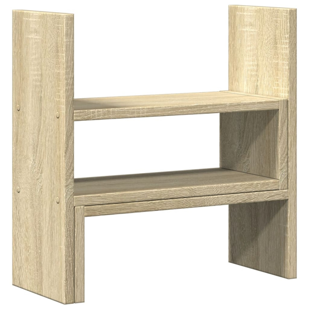 Vidaxl Desk Organiser Adjustable File Desktop Shelf Sonoma Oak Engineered Wood