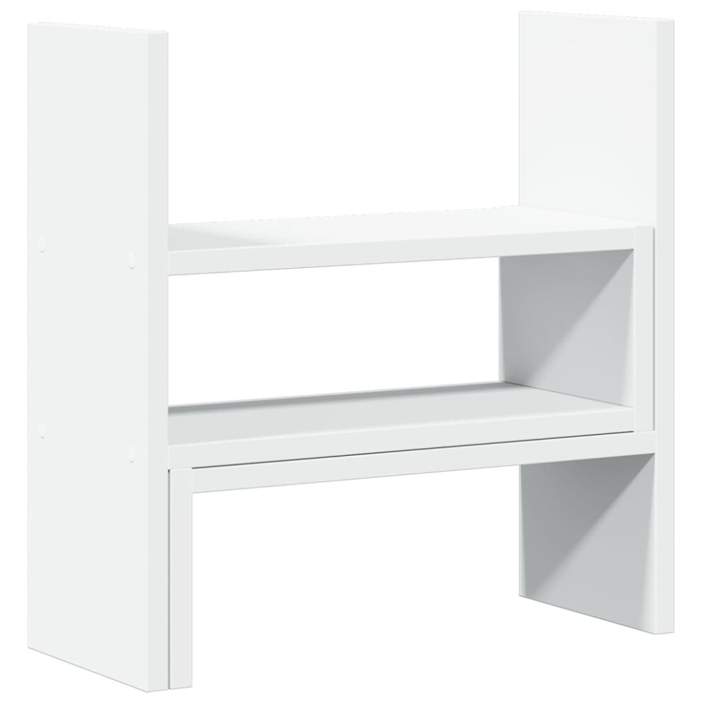 Vidaxl Desk Organiser Adjustable File Desktop Shelf White Engineered Wood