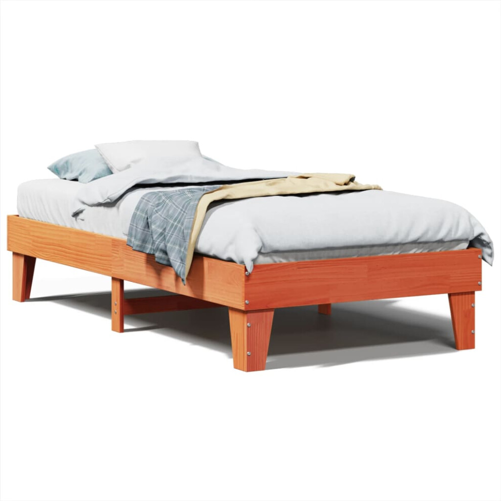 vidaXL Bed Frame without Mattress Bed Wax Brown Small Single Solid Wood Pine