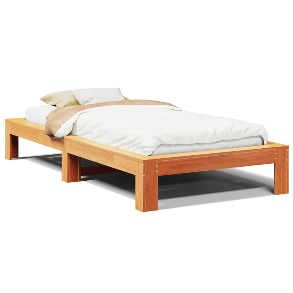 vidaXL Bed Frame without Mattress Bed Wax Brown 100x200 cm Solid Wood Pine