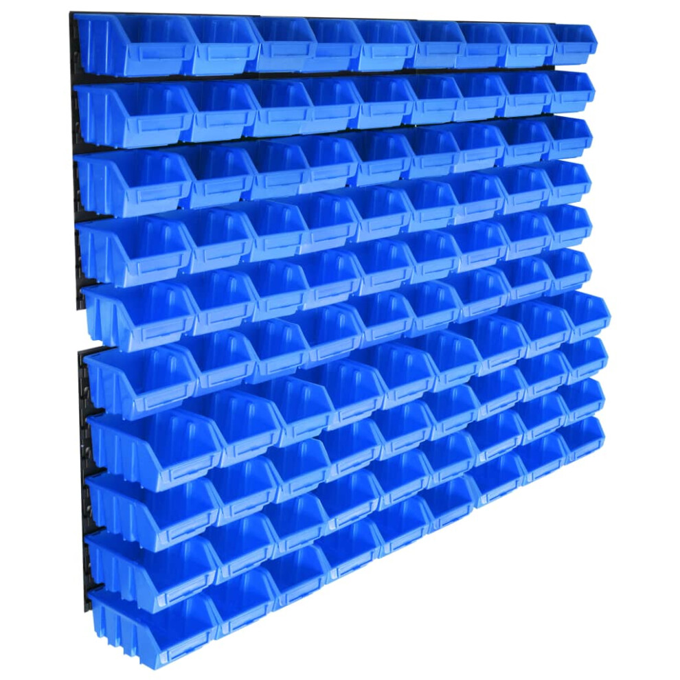 Vidaxl 96 Piece Storage Bin Kit With Wall Panels Blue Tool Case Tool Organiser