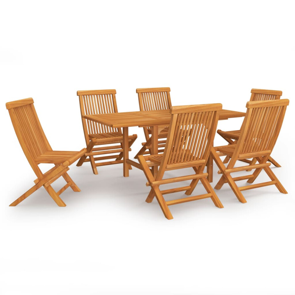 vidaXL Solid Teak Wood Garden Dining Set 7 Piece Table and Chair Furniture