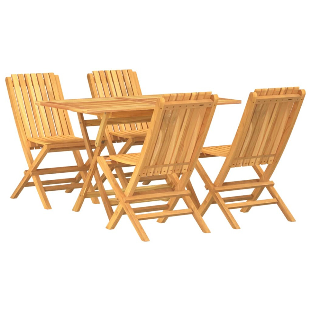 vidaXL Garden Dining Set Dinner Set Patio Seating 5 Piece Solid Wood Teak