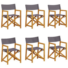 vidaXL Folding Garden Chairs Outdoor Dining Chair 6 Piece Dark Grey Fabric