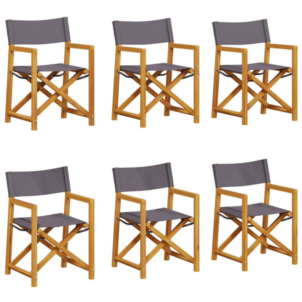Vidaxl Folding Garden Chairs Outdoor Dining Chair 6 Piece Dark Fabric Grey