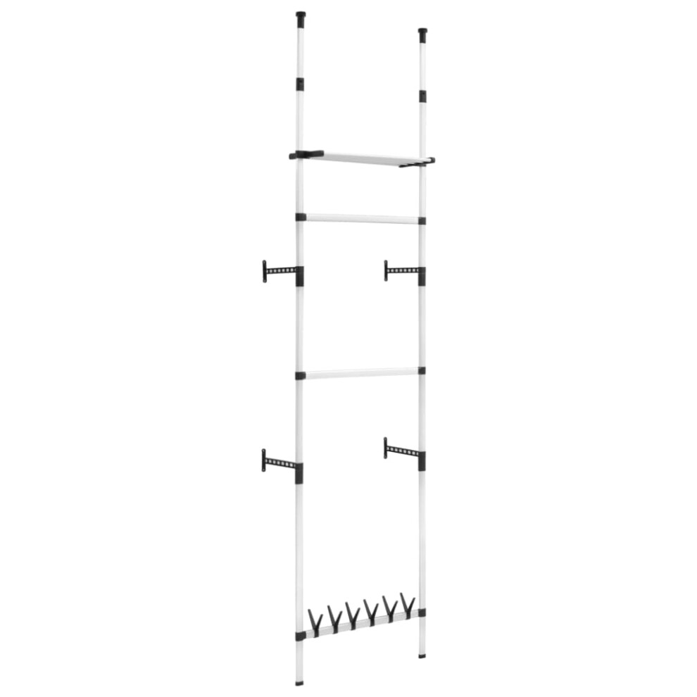 Vidaxl Telescopic Wardrobe System With Rods And Shelf Aluminium Clothes Rack