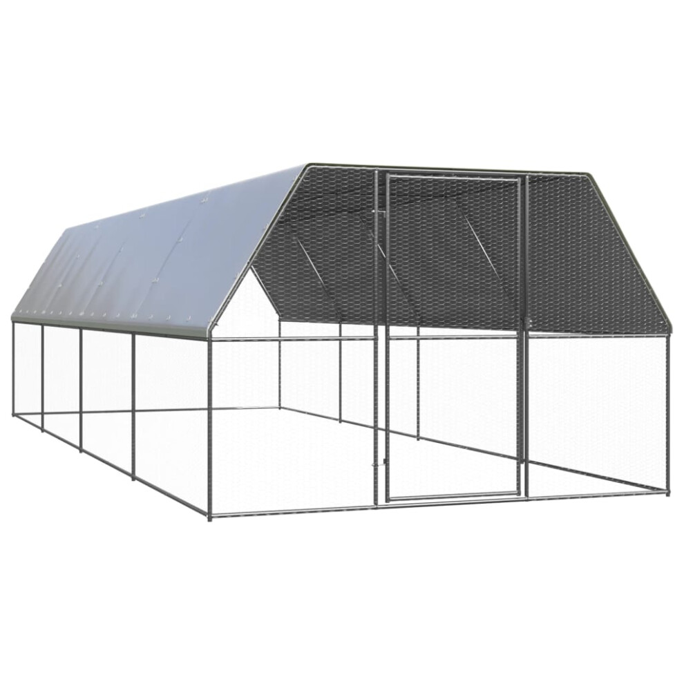 vidaXL Chicken Cage Chicken Run Cage Chicken Coop Hen House Galvanised Steel