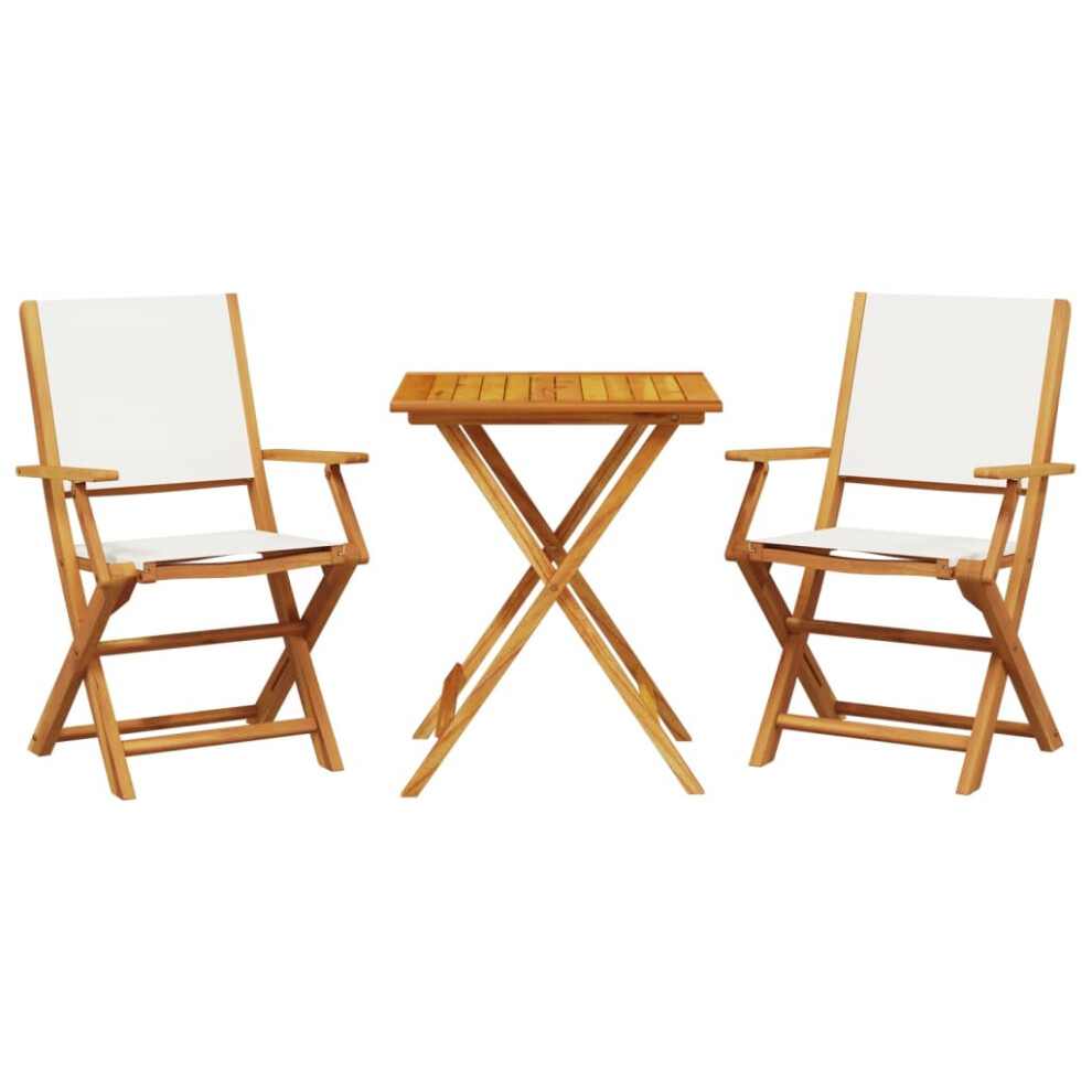 vidaXL Bistro Set 3 Piece Outdoor Bar Set Cream White Fabric and Solid Wood