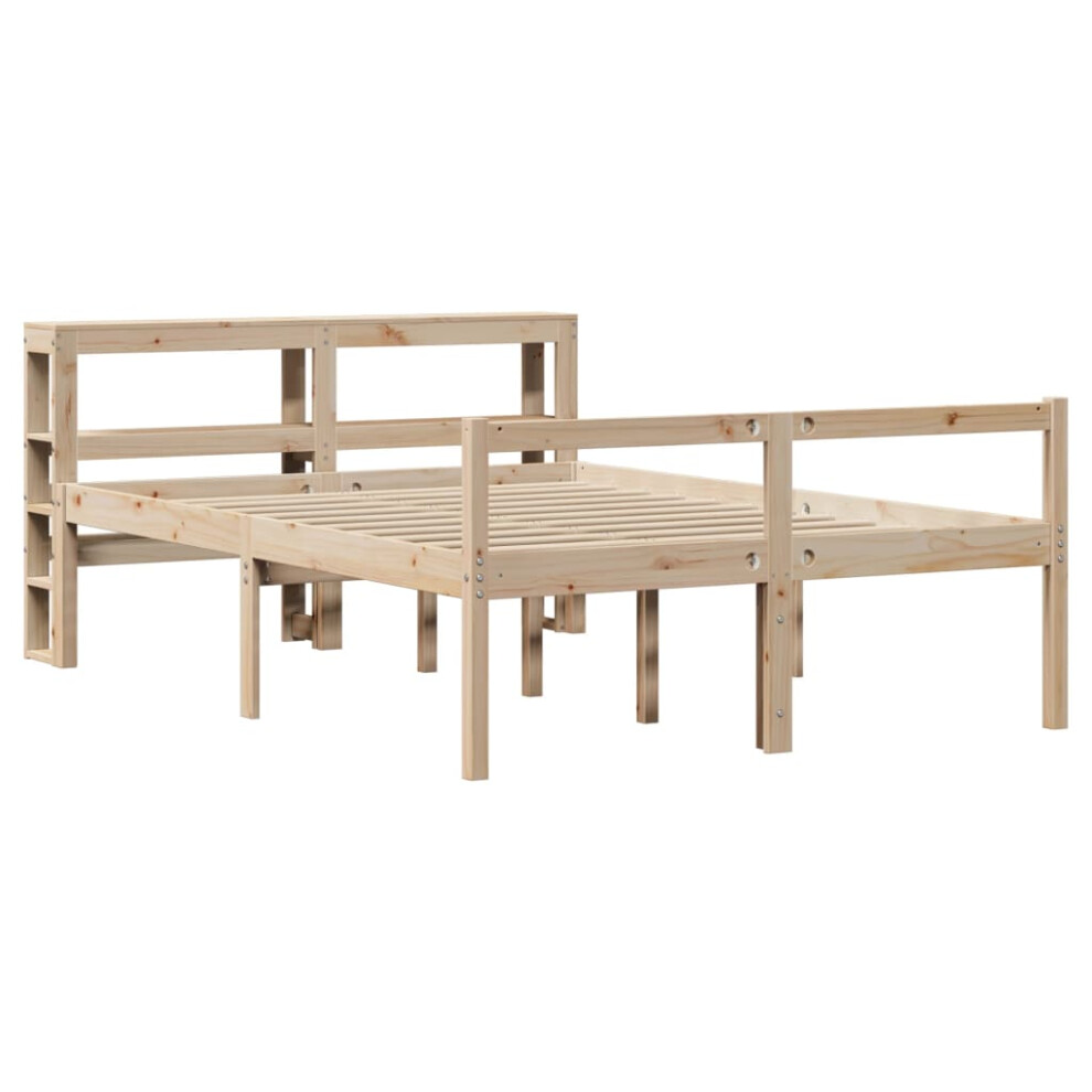 Vidaxl Senior Bed With Headboard Bed Frame Bed Base 160X200 Cm Solid Wood Pine