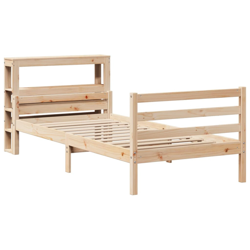 vidaXL Bed Frame with Headboard Bed Base 90x190 cm Single Solid Wood Pine