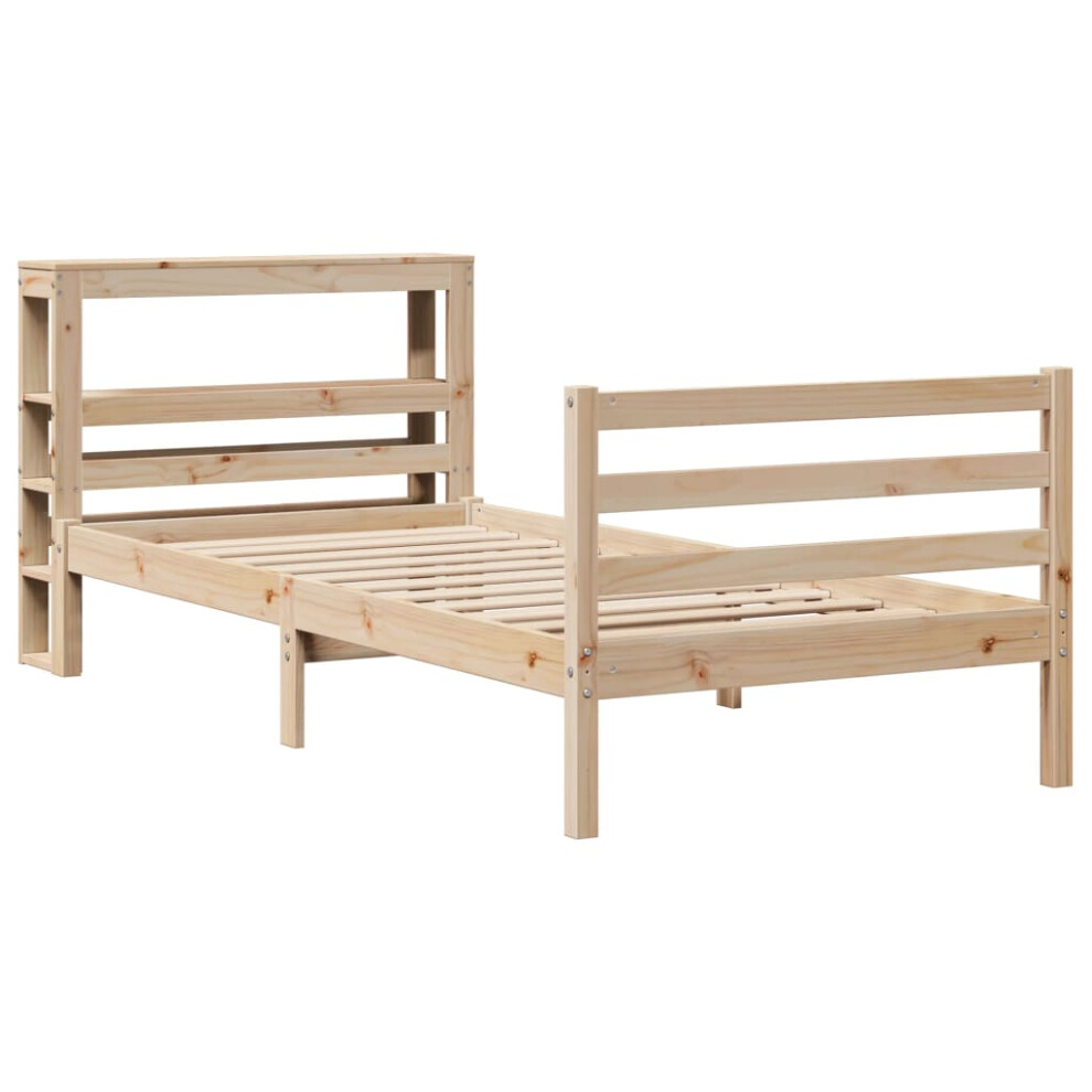 vidaXL Bed Frame with Headboard Bed Base 90x190 cm Single Solid Wood Pine