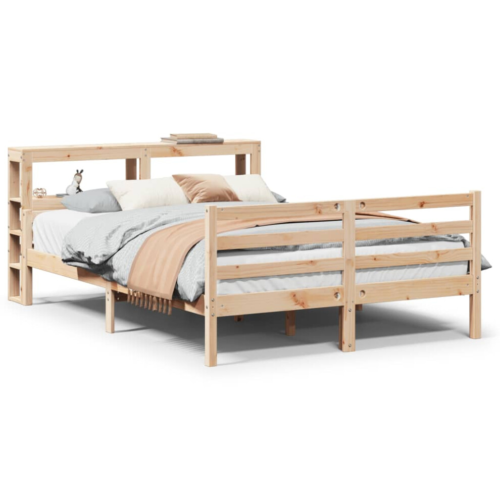 vidaXL Bed Frame with Headboard Bed Base Bedstead 140x200 cm Solid Wood Pine