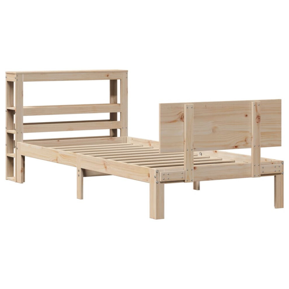 vidaXL Bed Frame with Headboard Bed Base 90x190 cm Single Solid Wood Pine