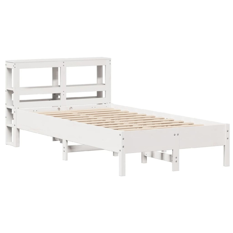 vidaXL Bed Frame with Headboard Bed Base White 120x200 cm Solid Wood Pine