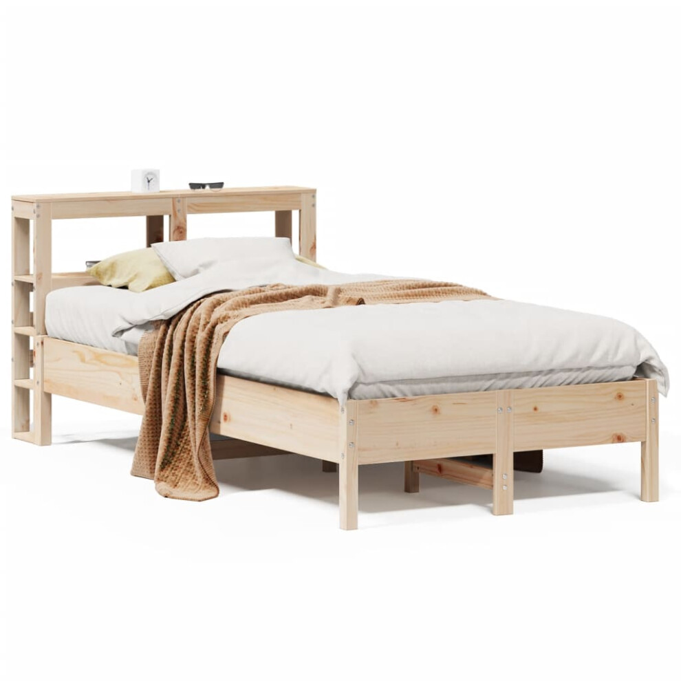 vidaXL Bed Frame with Headboard Bed Base 90x190 cm Single Solid Wood Pine