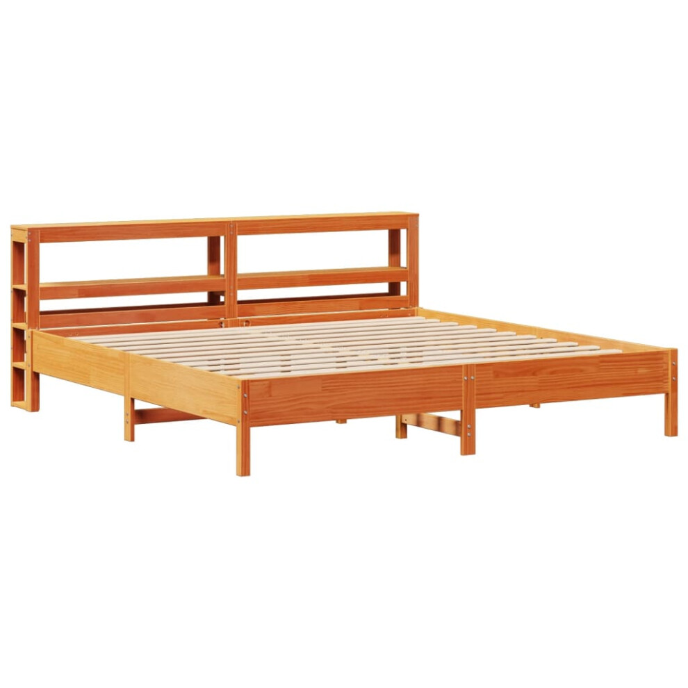 Vidaxl Bed Frame & Headboard Wax Brown 180X200 Cm Super King Solid Wood Pine