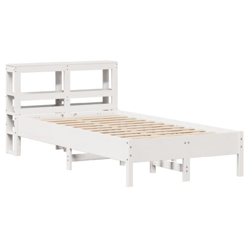 VidaXL vidaXL Bed Frame with Headboard White 75x190 cm Small Single Solid Wood Pine 2