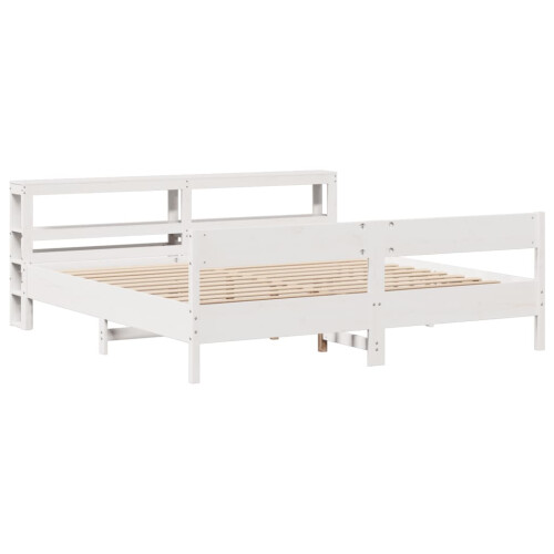VidaXL vidaXL Bed Frame with Headboard Bed Base White 200x200 cm Solid Wood Pine 2