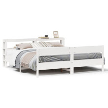 vidaXL Bed Frame with Headboard Bed Base White 200x200 cm Solid Wood Pine