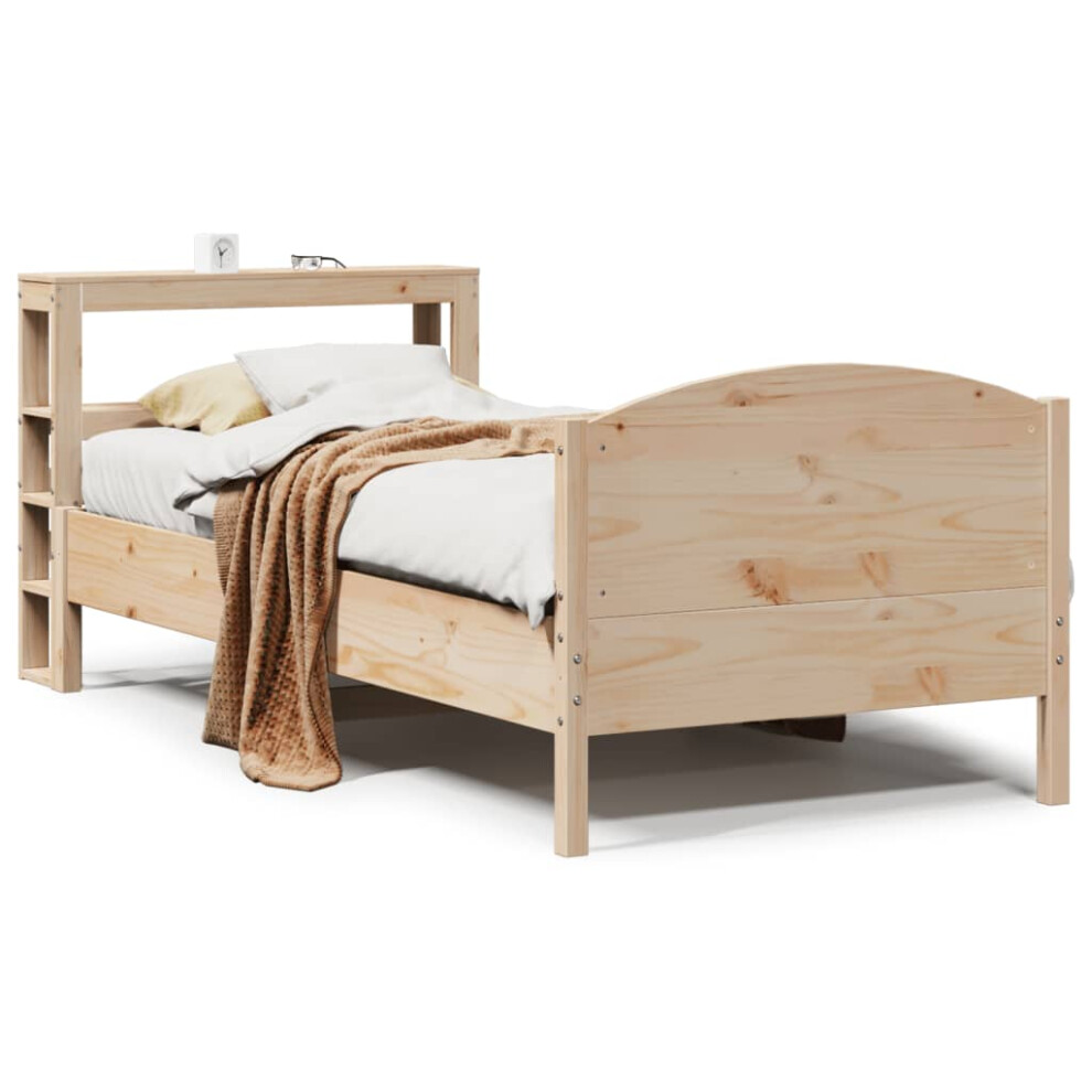 vidaXL Bed Frame with Headboard Bed Base 90x190 cm Single Solid Wood Pine