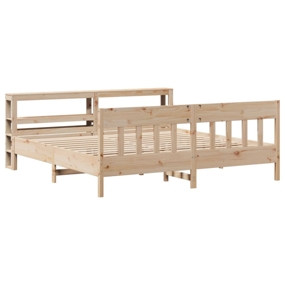 vidaXL Bed Frame with Headboard Bed Base Bedstead 200x200 cm Solid Wood Pine