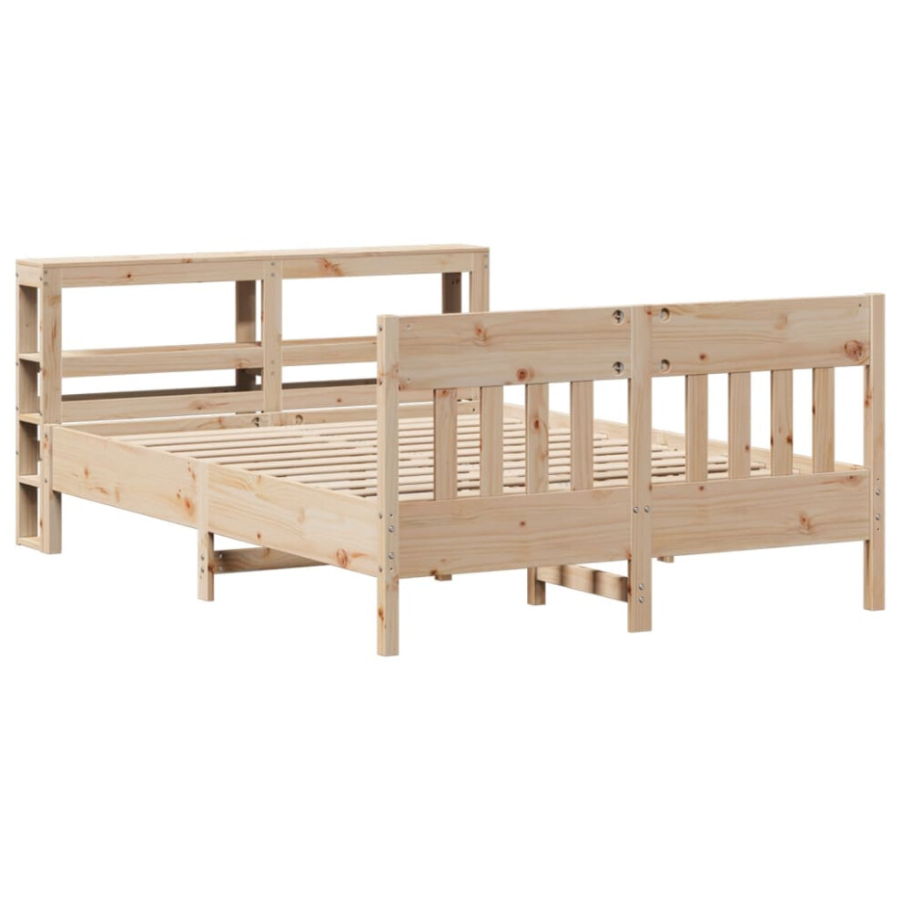 vidaXL Bed Frame with Headboard Bed Base Bedstead 120x200 cm Solid Wood Pine