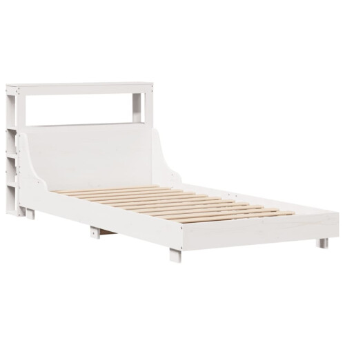 VidaXL vidaXL Bed Frame with Headboard White 75x190 cm Small Single Solid Wood Pine 2