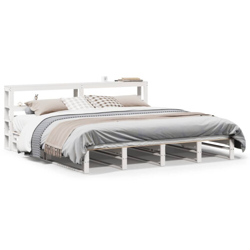 VidaXL vidaXL Bed Frame with Headboard White 180x200 cm Super King Solid Wood Pine