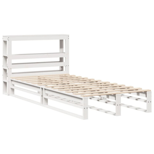 VidaXL vidaXL Bed Frame with Headboard Bed White 90x190 cm Single Solid Wood Pine 2