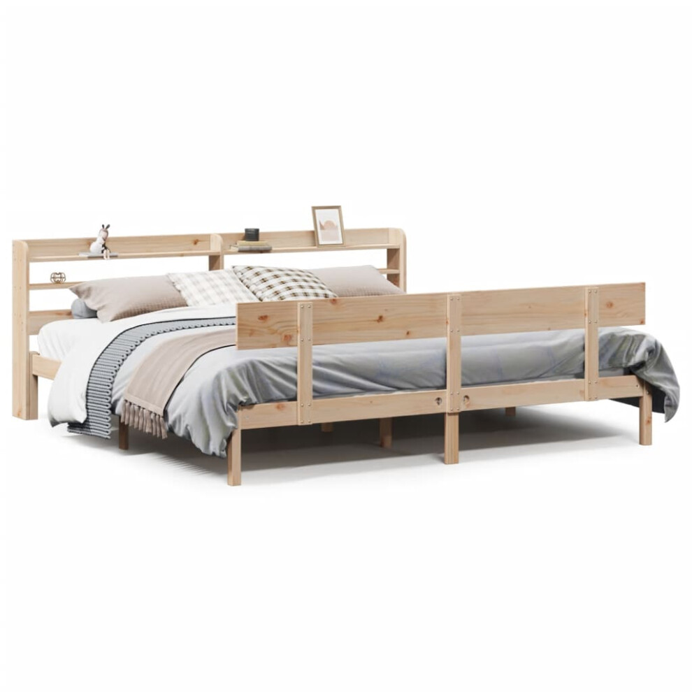 vidaXL Bed Frame with Headboard Bed Base Bedstead 200x200 cm Solid Wood Pine