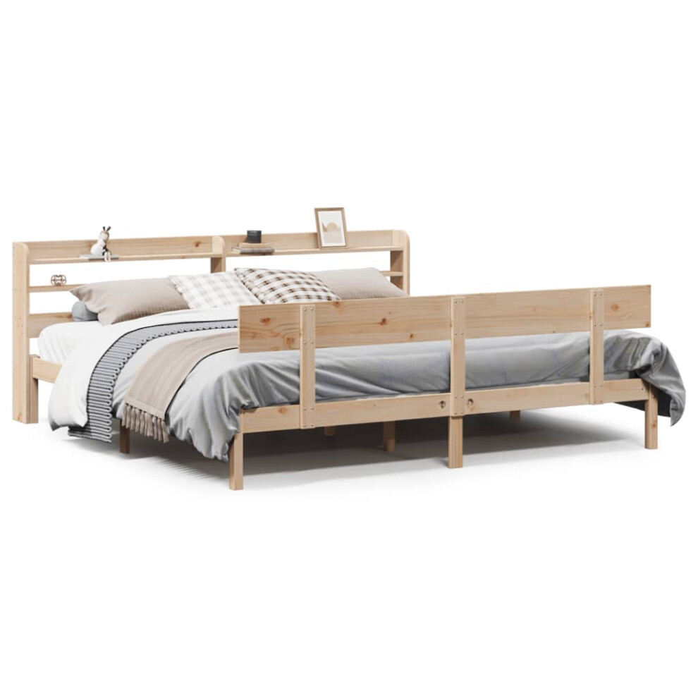 Vidaxl Bed Frame With Headboard Bed 180X200 Cm Super King Solid Wood Pine