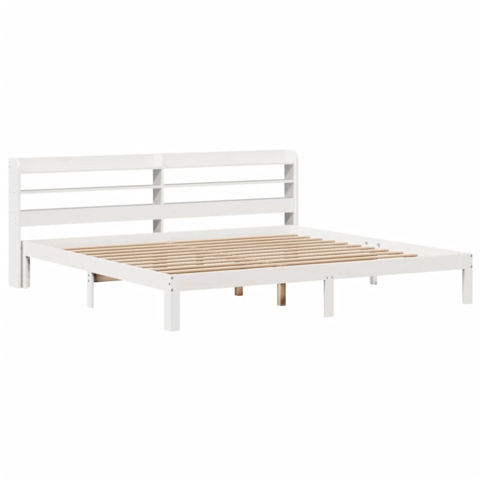 vidaXL Bed Frame with Headboard White 180x200 cm Super King Solid Wood Pine