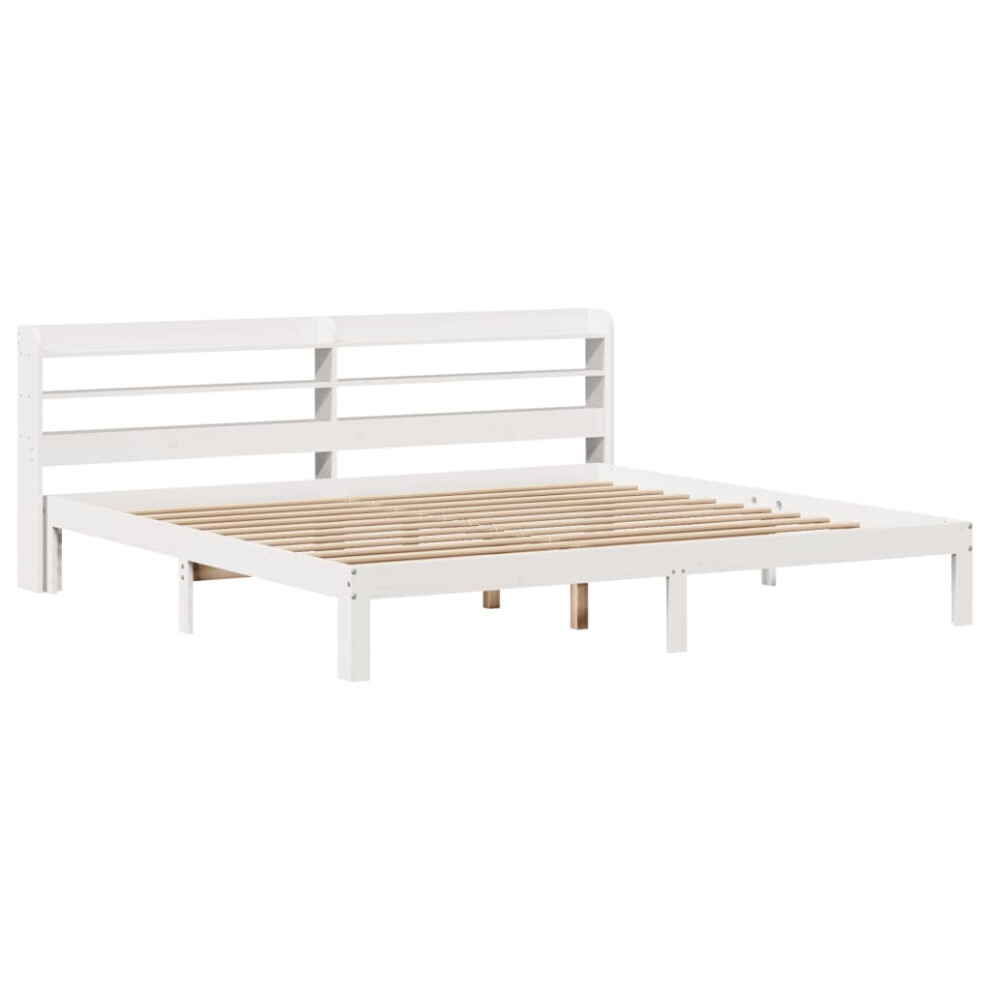 vidaXL Bed Frame with Headboard Bed Base White 200x200 cm Solid Wood Pine