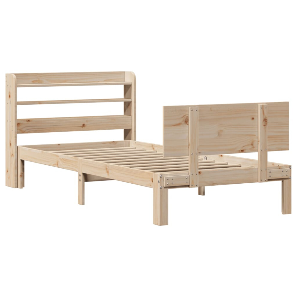 vidaXL Bed Frame with Headboard Bed Base 90x190 cm Single Solid Wood Pine