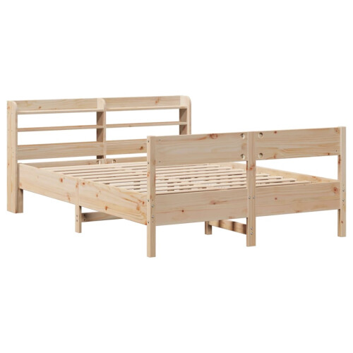 VidaXL vidaXL Bed Frame with Headboard Bed Base 150x200 cm King Size Solid Wood Pine 2