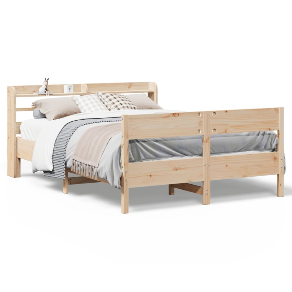 Vidaxl Bed Frame With Headboard Bed Base 150X200 Cm King Size Solid Wood Pine