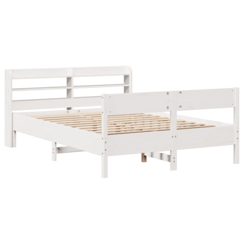 VidaXL vidaXL Bed Frame with Headboard Bed Base White 140x200 cm Solid Wood Pine 2