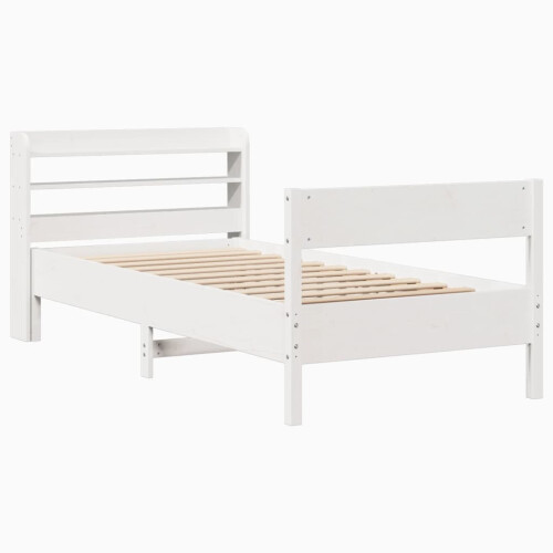 VidaXL vidaXL Bed Frame with Headboard Bed White 90x190 cm Single Solid Wood Pine 2